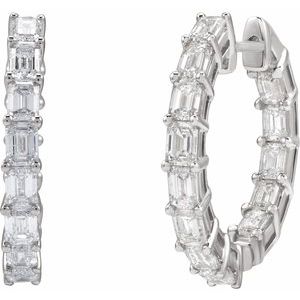 14K White Gold 3 CTW Natural Diamond Inside-Outside 21.2 mm Hoop Earrings