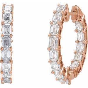 14K Rose Gold 3 CTW Natural Diamond Inside-Outside 21.2 mm Hoop Earrings