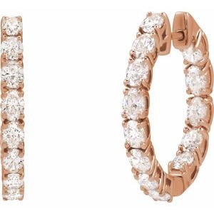 14K Rose Gold 2 5/8 CTW Natural Diamond Inside-Outside 20.6 mm Hoop Earrings