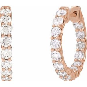 14K Rose Gold 2 1/5 CTW Natural Diamond Inside-Outside 19.7 mm Hoop Earrings