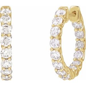 14K Yellow Gold 2 1/5 CTW Natural Diamond Inside-Outside 19.7 mm Hoop Earrings