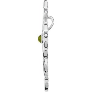 14K White Gold Natural Peridot Cross Pendant
