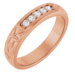 14K Rose Gold 1/6 CTW Natural Diamond Band
