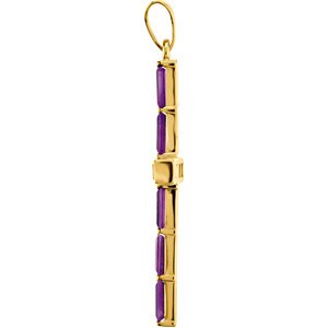 14K Yellow Gold Natural Amethyst Cross Pendant