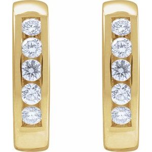 14K Yellow Gold 1/3 CTW Natural Diamond 14 mm Hinged Hoop Earrings