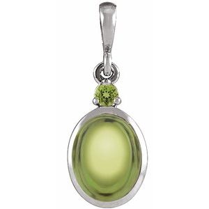 Sterling Silver 6x4 mm Natural Peridot Pendant