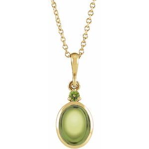 14K Yellow Gold 8x6 mm Natural Peridot 16-18" Necklace
