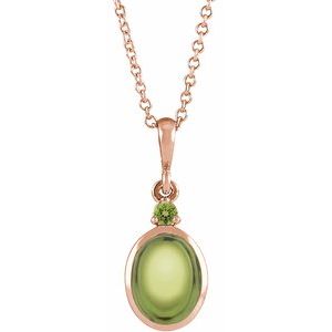 14K Rose Gold 6x4 mm Natural Peridot 16-18" Necklace