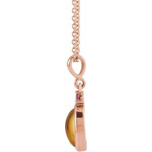 14K Rose Gold 5x3 mm Natural Citrine & Natural Pink Tourmaline 16-18" Necklace