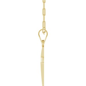 14K Yellow Gold Cross & Paperclip-Style Chain 18" Necklace