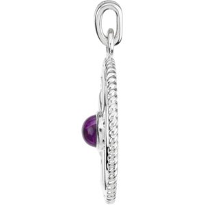 Sterling Silver Natural Amethyst Rope Maltese Cross Pendant