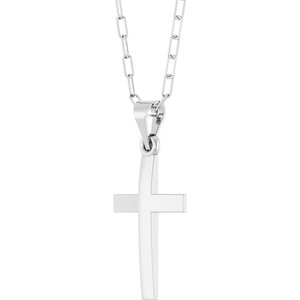 Sterling Silver Cross & Paperclip-Style Chain 18" Necklace