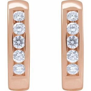 14K Rose Gold 1/3 CTW Natural Diamond 14 mm Hinged Hoop Earrings