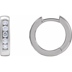 Platinum 1/3 CTW Natural Diamond 14 mm Hinged Hoop Earrings