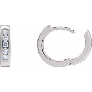 14K White Gold 1/3 CTW Natural Diamond 14 mm Hinged Hoop Earrings