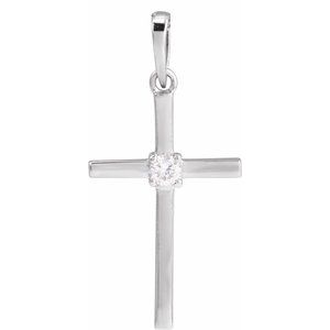 Sterling Silver .06 CT Natural Diamond Cross Pendant