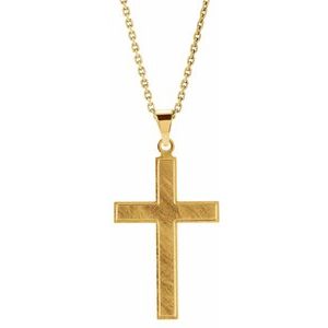 14K Yellow Gold 29.4x14 mm Cross 18" Necklace