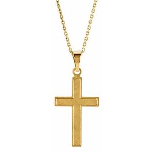 14K Yellow Gold 25.9x12 mm Cross 18" Necklace