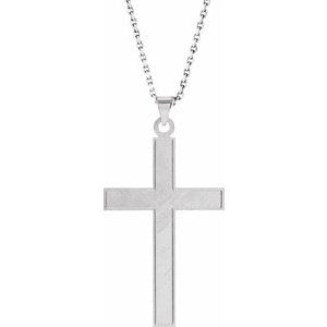 14K White Gold 25.9x12 mm Cross 18" Necklace