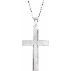 14K White Gold 29.4x14 mm Cross 18" Necklace