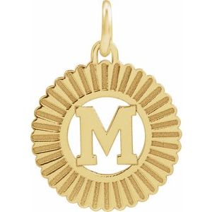 14K Yellow Gold-Plated Sterling Silver Initial M Sunburst Pendant