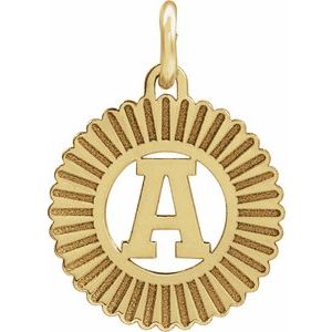 14K Yellow Gold Initial A Sunburst Pendant