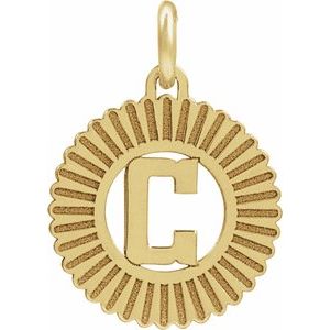 10K Yellow Gold Initial C Sunburst Pendant