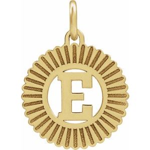 14K Yellow Gold-Plated Sterling Silver Initial E Sunburst Pendant