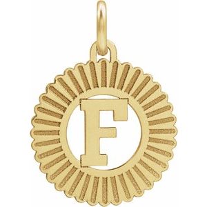 14K Yellow Gold-Plated Sterling Silver Initial F Sunburst Pendant