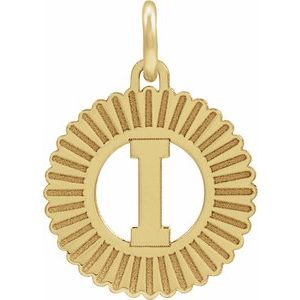 10K Yellow Gold Initial I Sunburst Pendant