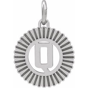 10K White Gold Initial Q Sunburst Pendant