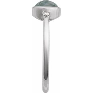 14K White Gold Natural Moss Agate & .03 CTW Natural Diamond Ring