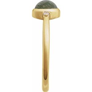 14K Yellow Gold Natural Moss Agate & .03 CTW Natural Diamond Ring