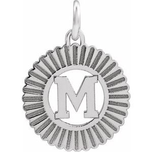 10K White Gold Initial M Sunburst Pendant