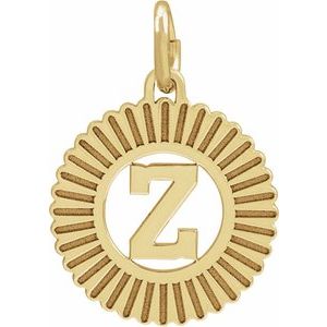 10K Yellow Gold Initial Z Sunburst Pendant