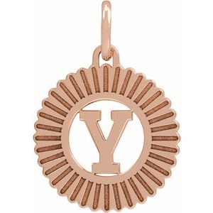14K Rose Gold-Plated Sterling Silver Initial Y Sunburst Pendant
