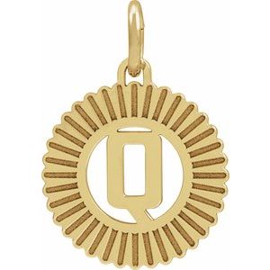 10K Yellow Gold Initial Q Sunburst Pendant