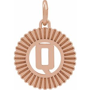 14K Rose Gold Initial Q Sunburst Pendant