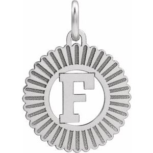 10K White Gold Initial F Sunburst Pendant