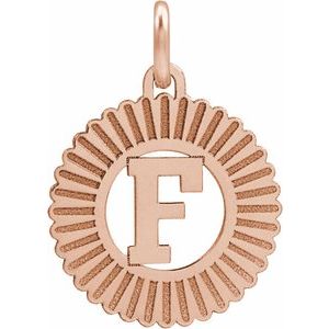 14K Rose Gold-Plated Sterling Silver Initial F Sunburst Pendant