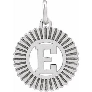10K White Gold Initial E Sunburst Pendant