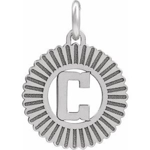 10K White Gold Initial C Sunburst Pendant