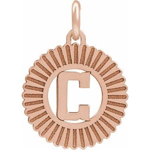 14K Rose Gold-Plated Sterling Silver Initial C Sunburst Pendant