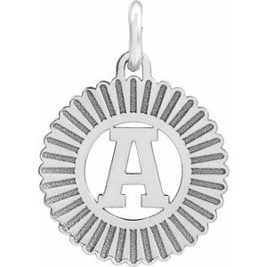 10K White Gold Initial A Sunburst Pendant