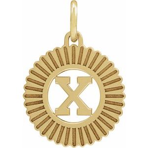 14K Yellow Gold Initial X Sunburst Pendant