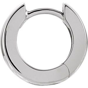 14K White Gold 12 mm Hinged Hoop Earring
