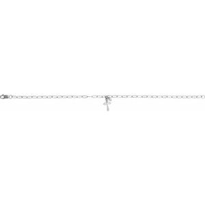 14K White Gold .03 CTW Natural Diamond Cross Charm 7" Bracelet