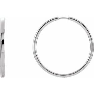Sterling Silver Hinged 34 mm Hoop Earrings