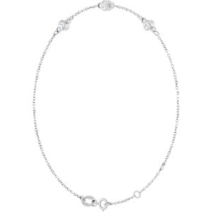 14K White Gold 1/4 CTW Natural Diamond Bezel-Set Three-Stone 6 1/2-7 1/2" Bracelet