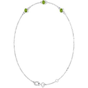 14K White Gold Natural Peridot Bezel-Set Three-Stone 6 1/2-7 1/2" Bracelet